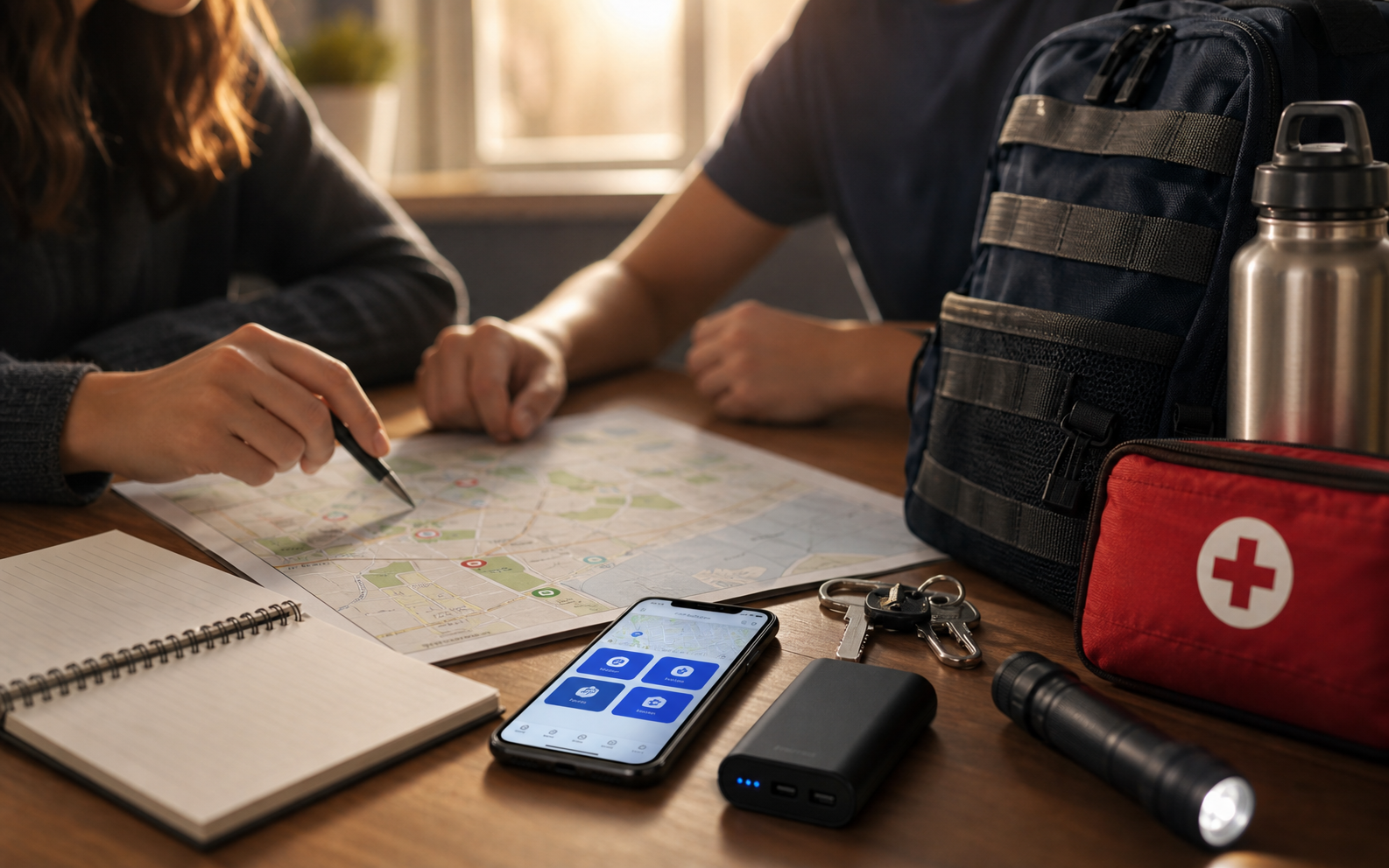 Family emergency planning supplies and phone